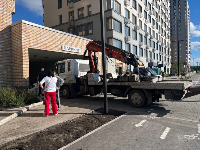 Больше десяти машин уже вытащили из паркинга | Источник: Алексей Андропов 