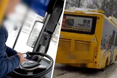 Водитель автобуса в Ярославле отвлекся на телефон за рулем