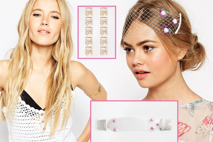 Набор каффов для волос, Asos, 588 руб.,  вуалетка,  Asos, 1 176 руб.