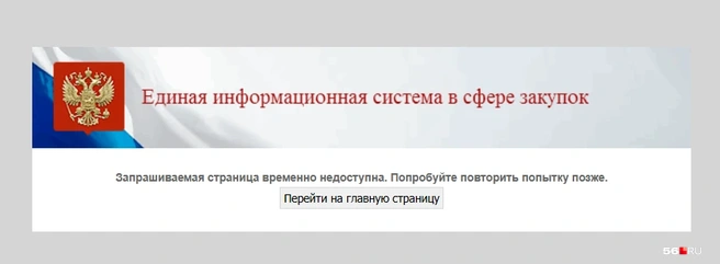 А такое табло вылезает, когда хочешь перейти по ссылке закупки от фирмы | Источник: Скрин с сайта «Госзакупки»