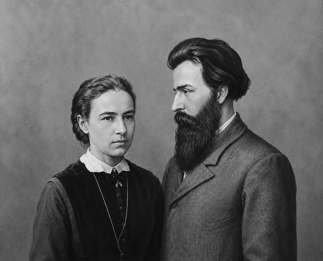 Софья Перовская и Андрей Желябов&nbsp;— изображение, сделанное нейросетью, на основе описаний и фотографий | Источник: chatgpt.com