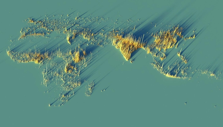 Красивые трехмерные карты мира, показывающие распределение населения Земли | maximonline.ru
