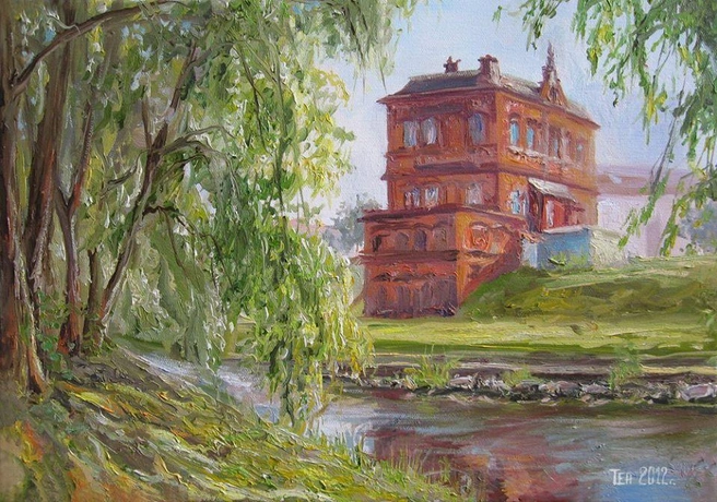 Старый дом на берегу. Художник – Екатерина Тютина.
