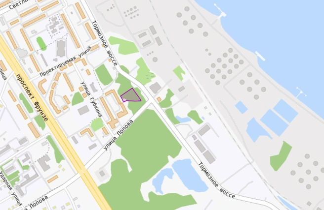 Участок под застройку выделен фиолетовым цветом