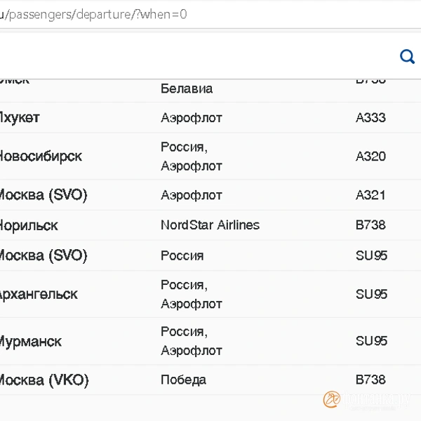 Источник: скриншот с сайта Пулково