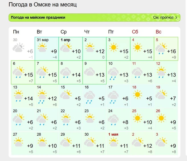 К середине месяца может пойти снег | Источник: gismeteo.ru
