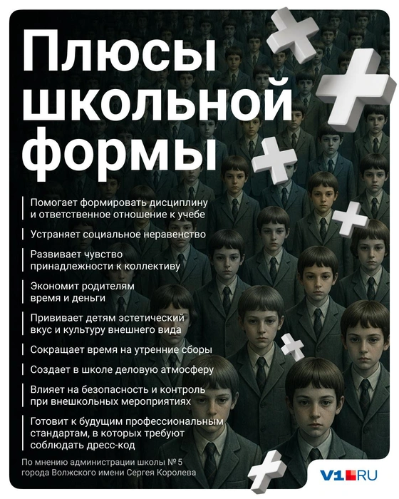 Форма, по мнению педагогов, дисциплинирует учеников | Источник: Полина Авдошина / V1.RU