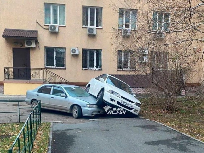 Honda расположена на капоте Nissan | Источник: «АСТ-54 Black» / t.me