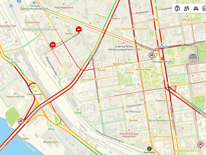 Согласно 2ГИС, заторы оцениваются в 8 баллов | Источник: 2ГИС