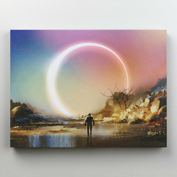 Интерьерная картина на холсте «Солнечное затмение с розовым светом»
