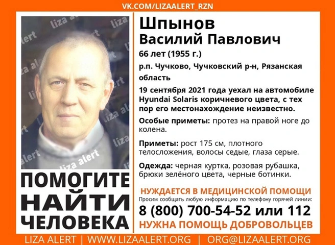 В Чучкове разыскивают пожилого мужчину на коричневом Hyundai | ya62.ru