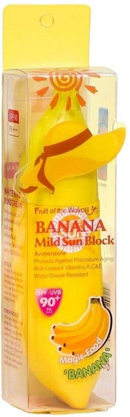 Wokali Banana Mild Sun Block SPF90+ PA+++ Солнцезащитный крем для лица и тела с бананом, 80 мл
