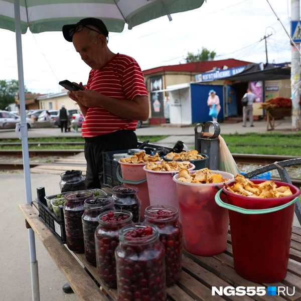 Купить можно не только грибы, но и ягоды | Источник: Евгений Софийчук / NGS55.RU
