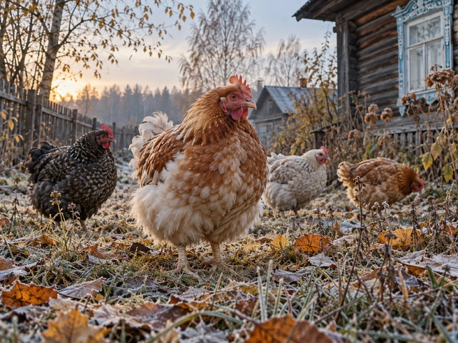 По народным приметам, если 15 октября куры нахохлились и распушили перья, вскоре стоит ждать морозов | Источник: GPT