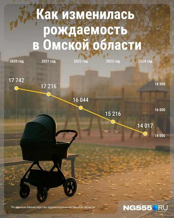 Наглядная статистика рождаемости в Омской области за последние пять лет | Источник: Серафима Пантыкина / Городские медиа