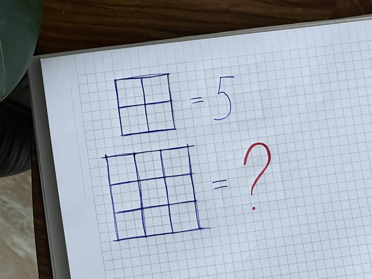 Тест на поиск закономерностей: чему равен второй квадрат?