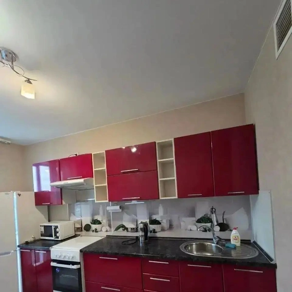Кухня в кроваво-красных тонах | Источник: Николай / domclick.ru / omsk.domclick.ru/card/rent__flat__2079156190
