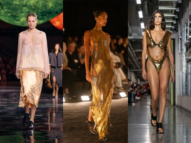 В этом сезоне можно сочетать серебро и золото | Источник: chanel.com / schiaparelli.com / fashion.jeanpaulgaultier.com