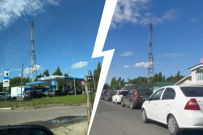 В Ярославской области пожаловались на очереди на заправках | Источник: Рыбинск | ДТП | ЧП / Vk.com