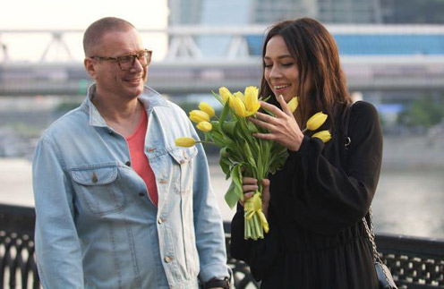 Андрей Ковалев и Настасья Самбурская на съемках клипа