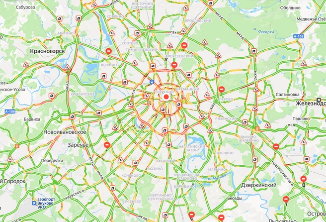 Где сейчас пробки в Москве | Источник: Яндекс Карты