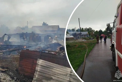 Молния вызвала крупный пожар в Курманаевском районе