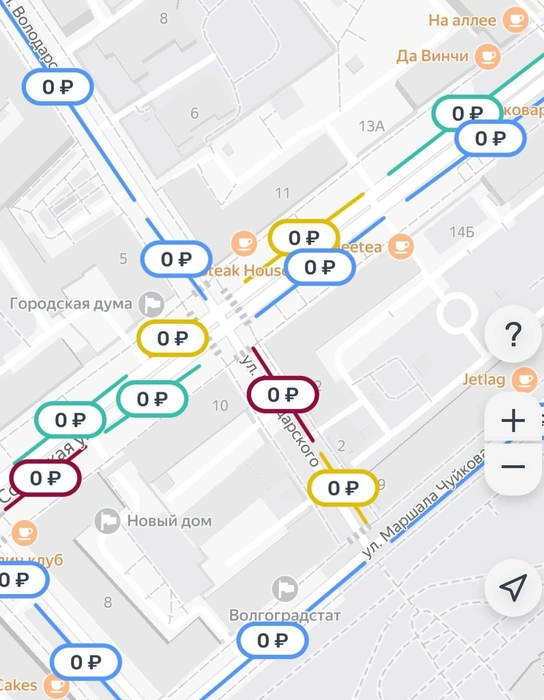 На всех парковках горит стоимость 0 рублей | Источник: volgaparking.ru
