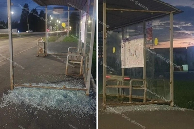 В Омске вандалы разбили остановку на Завертяева