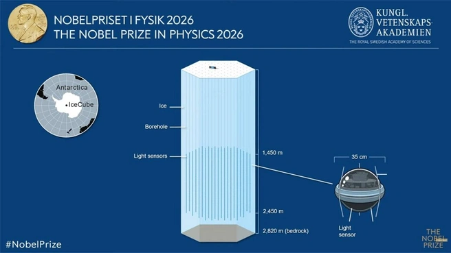 Визуализация обсерватории IceCube | Источник: nobelprize.org