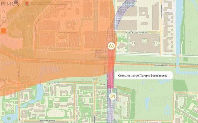 Комстрой подтверждает, что решению о корректировке предшествовало уточнение границ размыва в районе станции «Петергофское шоссе». | Источник: «Фонтанка.ру»