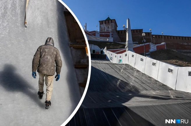 Пока лед наморозили на нижней части трассы | Источник: Наталья Бурухина / NN.RU