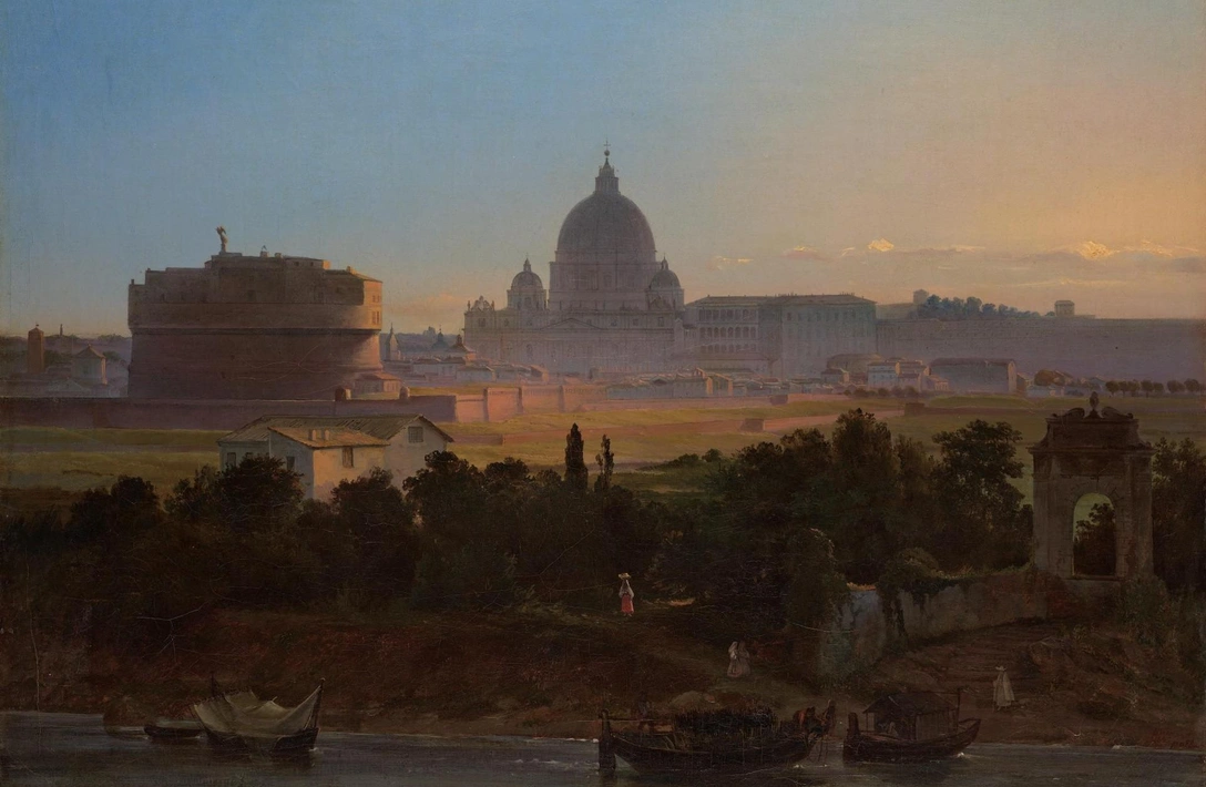 В. Раев (1807–1870). «Рим вечером. Вид на замок Св. Ангела и собор Св. Петра». 1843. ГТГ | Источник: пресс-служба ГТГ