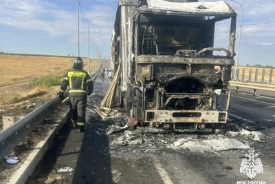 На трассе под Целинным сгорел грузовик