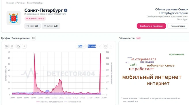 Петербуржцы жалуются на работу мобильного интернета | Источник: detector404.ru