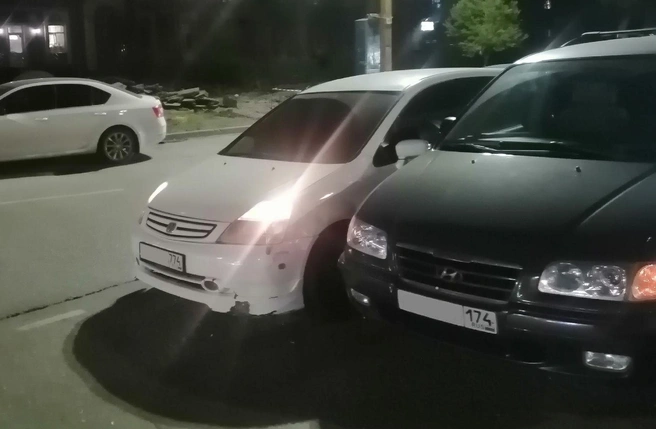 В картотеке не зафиксировано ударов передком Honda, но бампер выглядит отремонтированным | Источник: читатель 74.RU