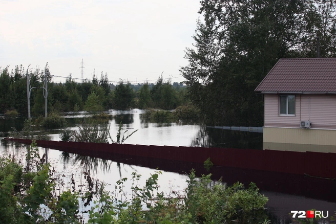 Обратите внимание на забор. Он почти скрыт водой | Источник: Ирина Шарова / 72.RU