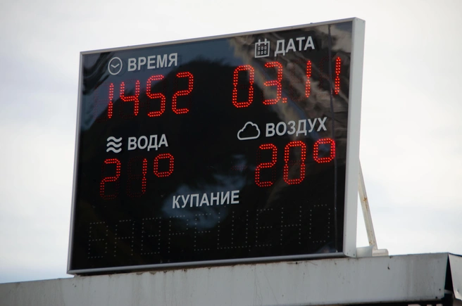 Цифры на пляжном термометре в ноябре. Купание разрешено | Источник: Оксана Витязь / SOCHI1.RU