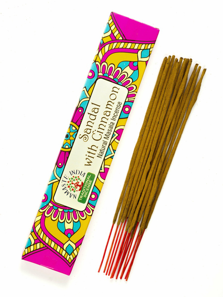 Индийские благовония Orkay Сандал и Корица, Sandalwood with Cinnamon, пыльцовые ароматические палочки для дома и офиса 