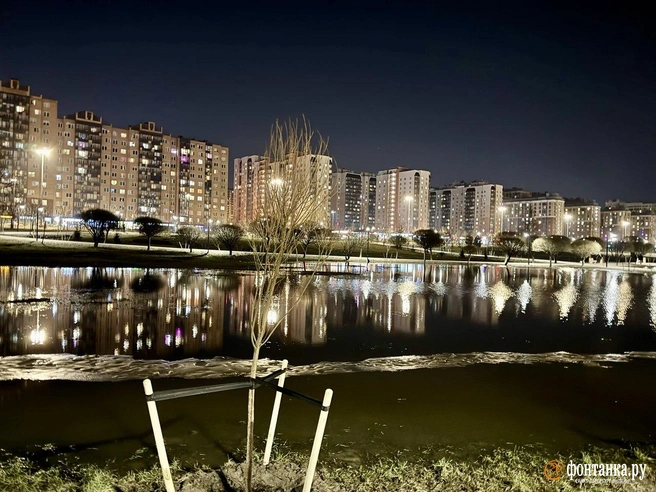 В Кудрово разлилась река Оккервиль. Посмотрите, как затопило местный парк