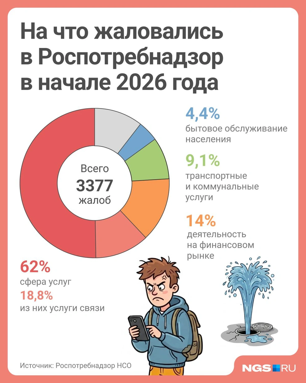 На что жаловались новосибирцы в Роспотребнадзор в начале 2026 года | Источник: Юрий Орлов / Городские медиа
