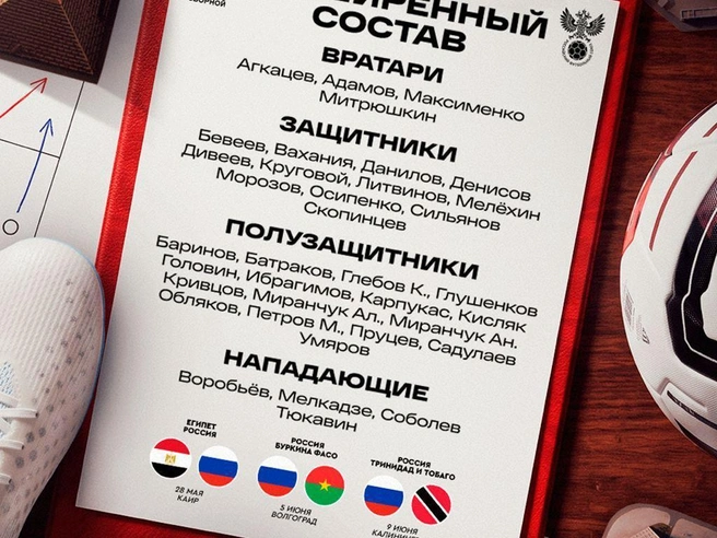 Расширенный список сборной России на товарищеские игры июня | Источник: РФС