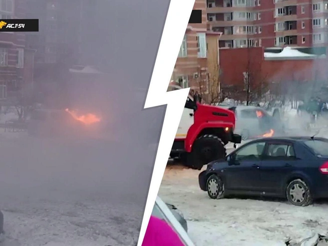 Автомобиль был сильно поврежден огнём. | Источник: АСТ-54 «Black» / Телеграм