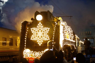 Встреча с Поездом Деда Мороза под Новосибирском