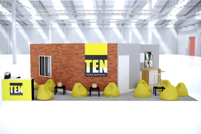 Стенд компании на выставке «100+ TechnoBuild» спроектировали в виде реальной квартиры | Источник: TEN