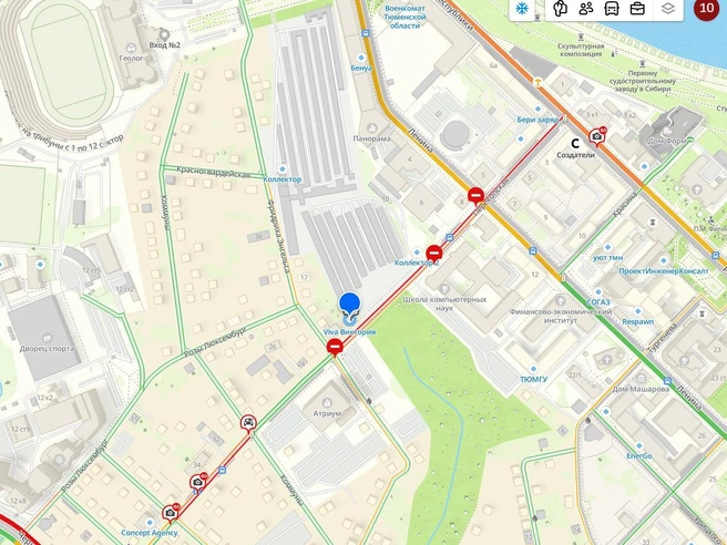 Ситуация на улице Перекопской | Источник: 2GIS