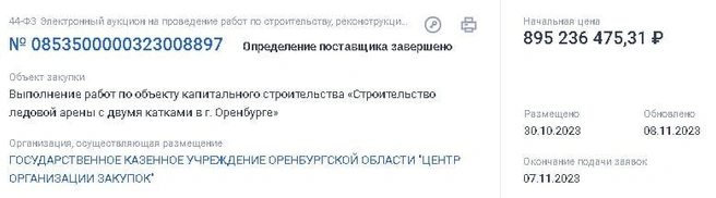 Предлагали и 895 миллионов рублей | Источник: Госзакупки
