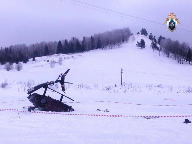 Место крушения оградили сигнальной лентой | Источник: Центральное МСУТ СК России / Telegram