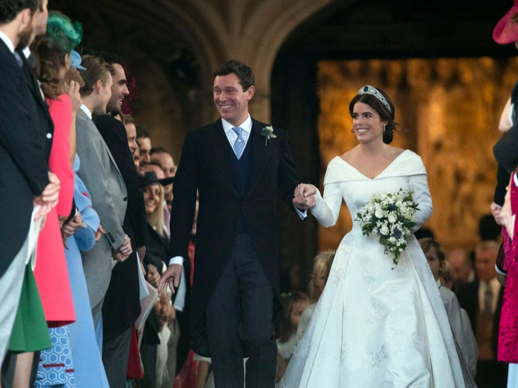 Джек Бруксбэнк и принцесса Евгения в день своей свадьбы, 12 октября 2018