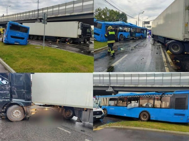 В Москве арестовали водителя грузовика, протаранившего автобус. Он признал вину в смертельном ДТП | Источник: официальный канал прокуратуры Москвы