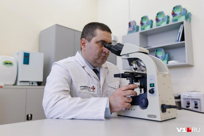 Николай Онистратенко исследует редкую диатомовую водоросль | Источник: Алексей Волконский / V1.RU